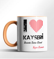 Kişiye Özel Kayseri Seninle Daha Güzel Tema Siyah Renk Kupa (Turuncu)