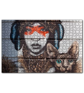 Cakapuzzle Kadın ve Kedisi Duvar Boyama  Puzzle Yapboz MDF (Ahşap) (500 Parça)