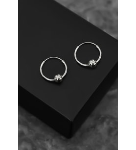 Papatya Silver 925 Ayar Gümüş Tek Toplu Halka Küpe (Rodyum)