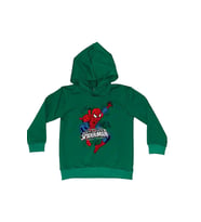 Spiderman baskılı örümcek adam kapüşonlu pamuklu kumaş çocuk sweatshirt (Yeşil)