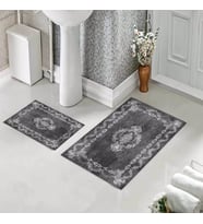 Banyo Halısı Ikili Klozet Takımı Kaymaz Tabanlı (60 xm x 100 cm + 40 cm x 60 cm)  (Koyu Gri)