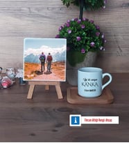 Kankaya Hediye Fotoğraflı Dekoratif Taş, Ahşap Altlıklı Türk Kahvesi Fincanı Hediye (Model 1)