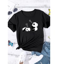 Çocuk Sleep Panda Baskılı Pamuklu Tshirt (Siyah)