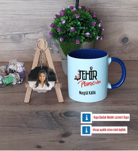 Şehir Plancısı Kupa Bardak Beyaz ve Fotoğraflı Ahşap Anahtarlık Hediye (Model 3)