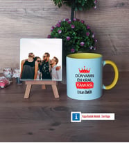Arkadaşa Hediye Fotoğraflı Dekoratif Taş, Kupa Bardak Beyaz HediyeDoğum Günü Hediyesi (Model 7)