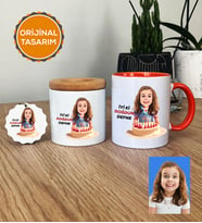 Kız Çocuğa Doğum Günü Hediyesi Hediye Seti Kupa Bardak, Kalemlik, Anahtarlık Kız Çocuk Hediyeleri (Turuncu)