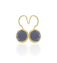 Kadir Jewellery 22 Ayar Altın Kaplama Kadın Taşlı Küpe -El İşçiliği Ve Hipoalerjenik Küpe -E01 (Mor)