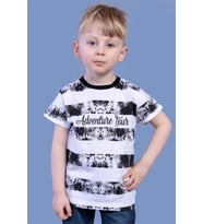 Toontoy Erkek Çocuk Çizgi Desenli Tişört (Beyaz)