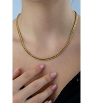 14 Ayar Altın Sık Gurmet Zincir Kolye 4  mm (Beyaz)