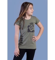Toontoy Kız Çocuk T-Shirt Göğsü Lazer Kesim (Haki)