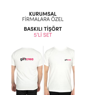 Kurumsal Firmalara Özel Baskılı Tişört - Özelleştirilebilir 5'li Tişört Seti - Bisiklet Yaka (Beyaz)