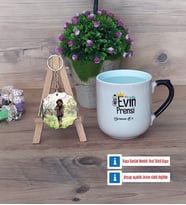 Evin Prensi Kupa Bardak Beyaz ve Fotoğraflı Ahşap Anahtarlık Hediye (Model 10)