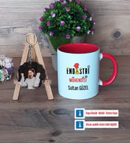 Endüstri Mühendisi Kupa Bardak Beyaz ve Fotoğraflı Ahşap Anahtarlık Hediye (Model 2)