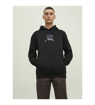 Jack & Jones Erkek Kapüşonlu Baskili Sweatshirt  -  12216305 (Siyah)
