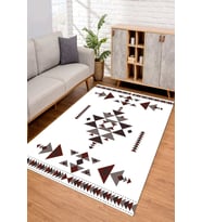 Dijital Kaymaz Taban Yıkanabilir Renkli Salon Halısı Mutfak Halısı Yolluk ND-SD-1058 (Beyaz)