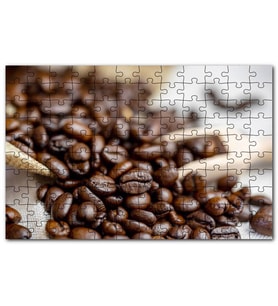 Cakapuzzle Keten Çuval Üzerinde Kahve Çekirdekleri Puzzle Yapboz MDF (Ahşap) (255 Parça)