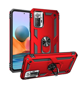 Xiaomi Redmi Note 10 Pro Kılıf Yüzüklü Zırh Tank Vega (Kırmızı)