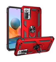 Xiaomi Redmi Note 10 Pro Kılıf Yüzüklü Zırh Tank Vega (Kırmızı)