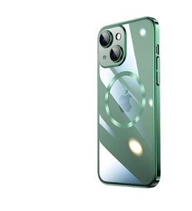 Uyumlu Model Apple iPhone 13 Kılıf Magsafe Kamera Koruma Hoparlör Filitreli Kapak (Koyu Yeşil)