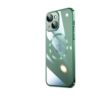 Uyumlu Model Apple iPhone 13 Kılıf Magsafe Kamera Koruma Hoparlör Filitreli Kapak (Koyu Yeşil)