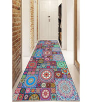 Dijital Baskılı Kaymaz Taban Yıkanabilir Modern Yolluk Ve Koridor Halısı NDU-HS-214 (Çok Renkli)
