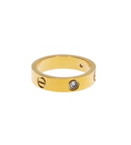 Unisex Love Model Taş Detay Çelik Yüzük (Gold)