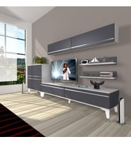 Decoraktiv Eko 6Y Mdf Std Silver Tv Ünitesi Tv Sehpası (Beyaz - Antrasit)