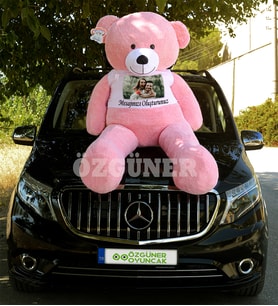 180 cm Kişiye Özel Tişörtlü Tatlım Peluş Ayıcık (%100 Yerli) (Pembe)