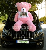 180 cm Kişiye Özel Tişörtlü Tatlım Peluş Ayıcık (%100 Yerli) (Pembe)