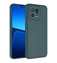 Xiaomi Mi 13 Kılıf Kamera Korumalı iÇi Süet Dokulu Lansman Tipi Silikon (Koyu Yeşil)