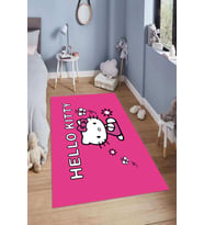 Dijital Baskılı Kaymaz Taban Yıkanabilir Kolay Temizlenir Modern Çocuk Odası Halısı NDÇ-HP-653 (Pembe)