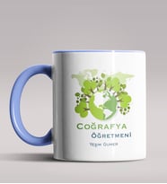 Kişiye Özel Coğrafya Öğretmeni Tasarımlı Siyah Renk Kupa Bardak 3 (Mavi)