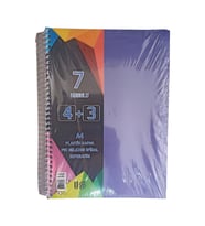 4+3 Ayraçlı Defter 7 Konulu 175 Yaprak 1 Adet 4 Kareli 3 Çizgili Spralli Plastik Kapak Seperatörlü (Lila)