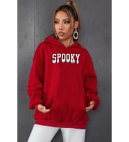 Unisex Spooky Baskılı Sweatshirt (A.Kırmızı)