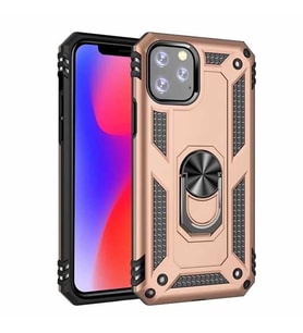 Apple iPhone 11 Pro Uyumlu Kılıf Standlı Manyetik Yüzüklü Military Magnetic Ring Polycarbonate and TPU Case (Gold)