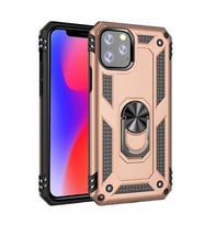Apple iPhone 11 Pro Uyumlu Kılıf Standlı Manyetik Yüzüklü Military Magnetic Ring Polycarbonate and TPU Case (Gold)