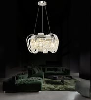 Mirella 50'lik Taşlı Avize Zarif Taşlı Modern Salon Oturma Odası Avize (Krom)