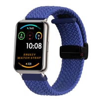 Sneezy Huawei Watch Fit 2  İle Uyumlu FiberLink Manyetik Tokalı Kumaş Örgü Kordon (Mavi)