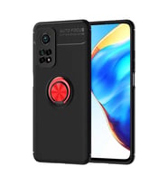 Xiaomi Mi 10T 5G Kılıf Yüzüklü Magnetli Ravel Case (Siyah-Kırmızı)