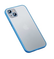 Uyumlu Model Apple iPhone 13 Kılıf Kamera Lensli Kenar Renkli Şeffaf Kapak (Mavi)