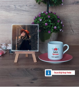 İngilizce Öğretmeni Fotoğraflı Dekoratif Taş, Ahşap Altlıklı Türk Kahvesi Fincanı Hediye Öğretmenler Günü Hediyesi (Model 6)