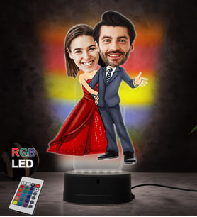 Doğum Günü Hediyesi,Sevgiliye Hediye, Kişiye Özel Fotoğraflı Mükemmel Çift Karikatür 3D Led Lamba (RGB)