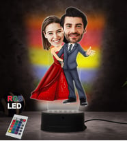 Doğum Günü Hediyesi,Sevgiliye Hediye, Kişiye Özel Fotoğraflı Mükemmel Çift Karikatür 3D Led Lamba (RGB)