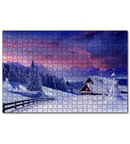 Cakapuzzle Karlar Altında Doğa ve Ev  Puzzle Yapboz MDF (Ahşap) (500 Parça)