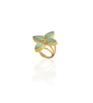 Kadir Jewellery 22 Ayar Altın Kaplama Zirkon Taşlı Kadın Otantik Yüzük (Açık Yeşil)