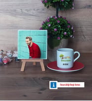 Orman Muhafaza Memuru Fotoğraflı Dekoratif Taş, Ahşap Altlıklı Türk Kahvesi Fincanı Hediye (Model 3)