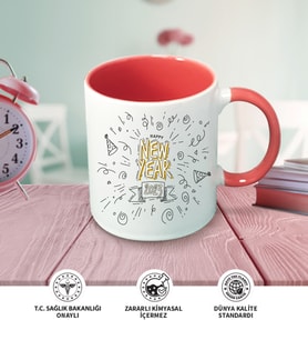 Yılbaşı Temalı Kişiye Özel İsim ve Fotoğraf Baskılı Kupa Bardak No:023 (Pembe)