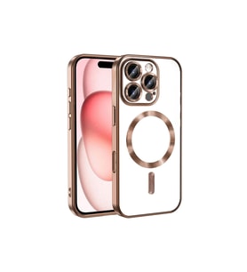 Apple iPhone 16 Pro Max Kılıf Kamera Lens Korumalı Renkli Magsafe Şeffaf Silikon Kapak (Bej)