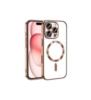 Apple iPhone 16 Pro Max Kılıf Kamera Lens Korumalı Renkli Magsafe Şeffaf Silikon Kapak (Bej)