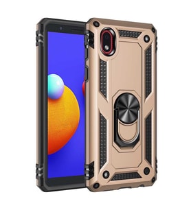 Galaxy A01 Core Kılıf Zore Vega Yüzüklü Standlı Zırh Kılıf (Gold)